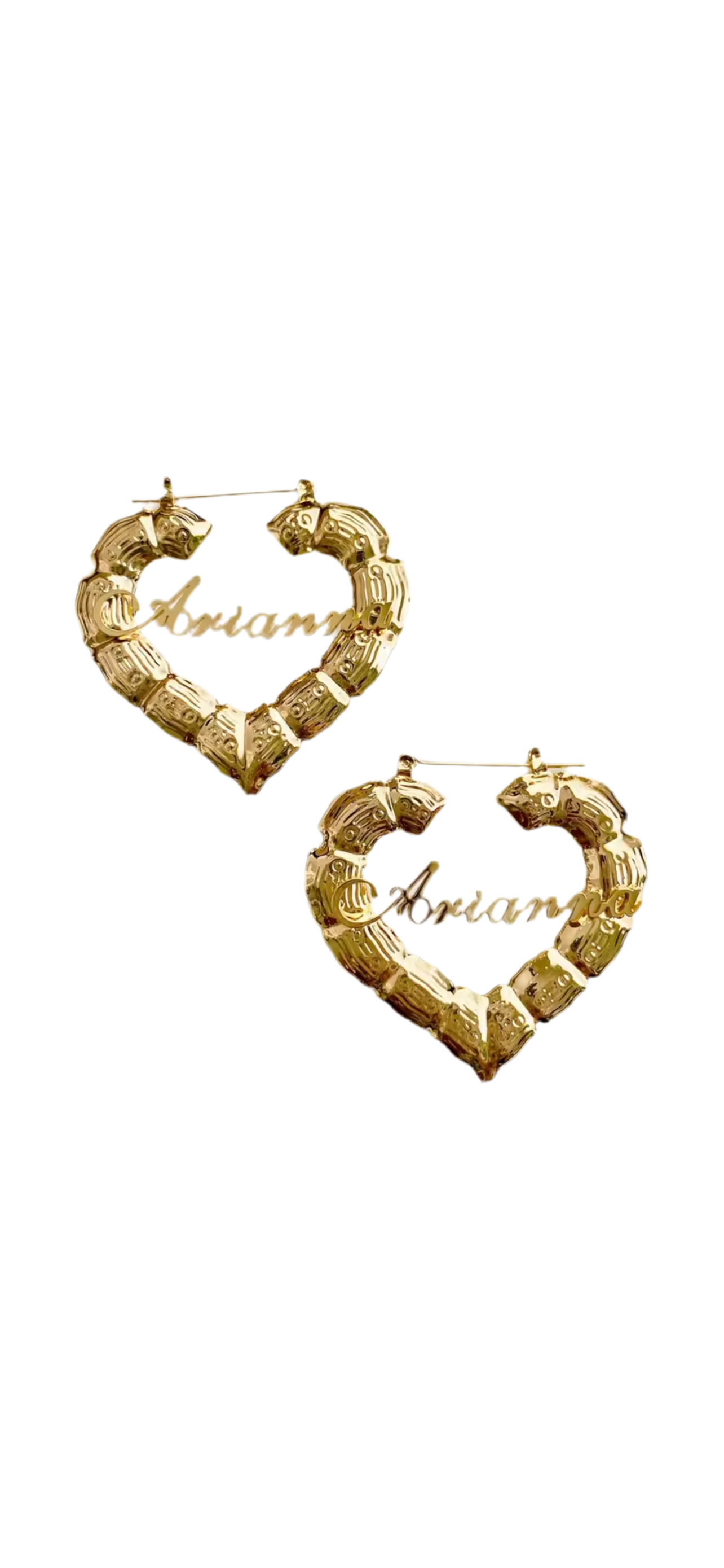 Heart name earrings ￼